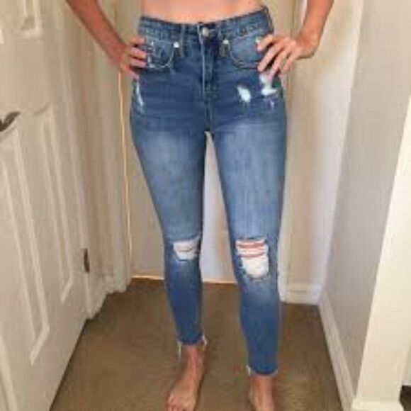 Wild Fable High Rise Distressed Skinny Jeans - Size 00 - Picture 2 of 10